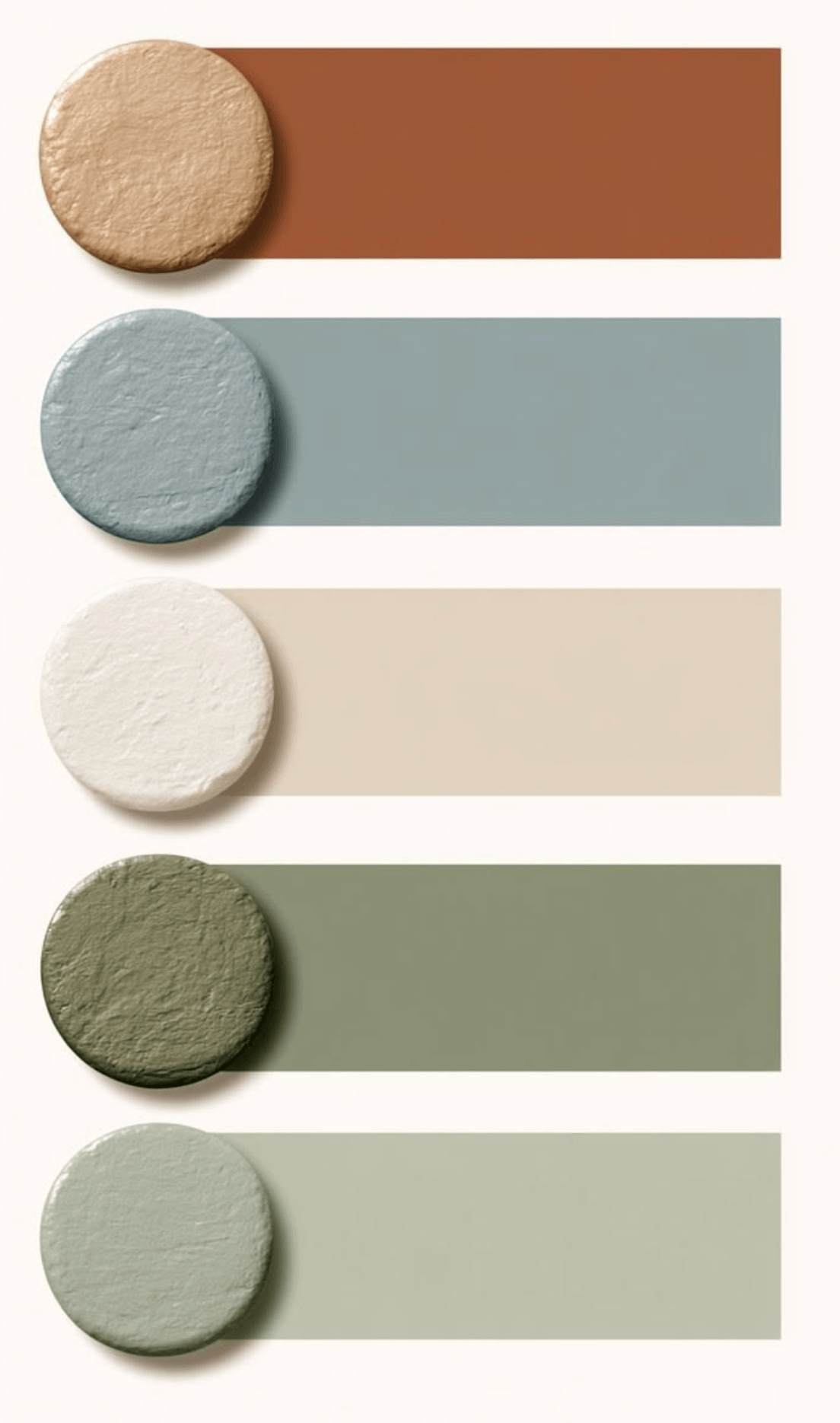 Palette de couleurs tendance, terracotta, bleu, beige, vert sauge, vert amande